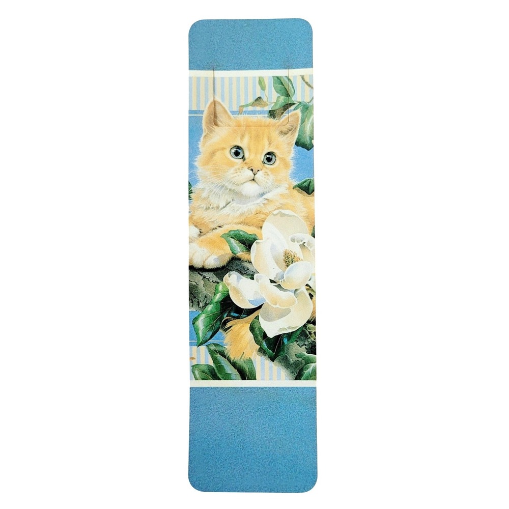 Vintage 90s Cottagecore Kitten Bookmark- orange cat floral- Sophisticats Antioch